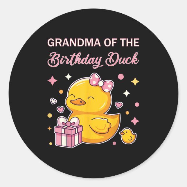 Adesivo Redondo Grandma Of The Birthday Duck Christmas Anime Party (Frente)