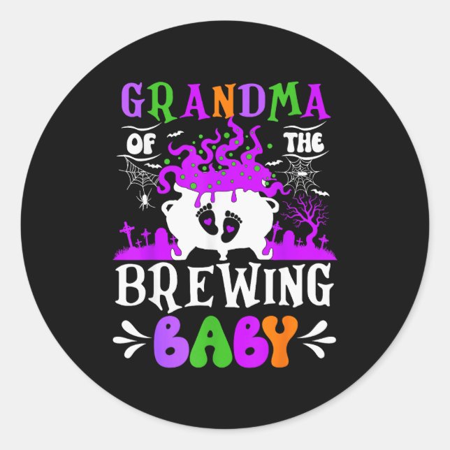 Adesivo Redondo Grandma Of The Brewing Baby Grandma To Be Hallowee (Frente)