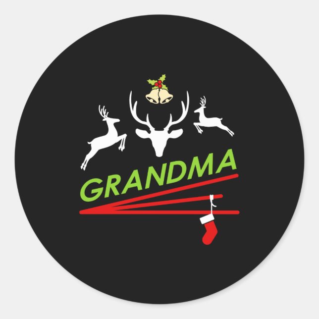 Adesivo Redondo Grandma Reindeer Hoof Prints Christmas  (Frente)