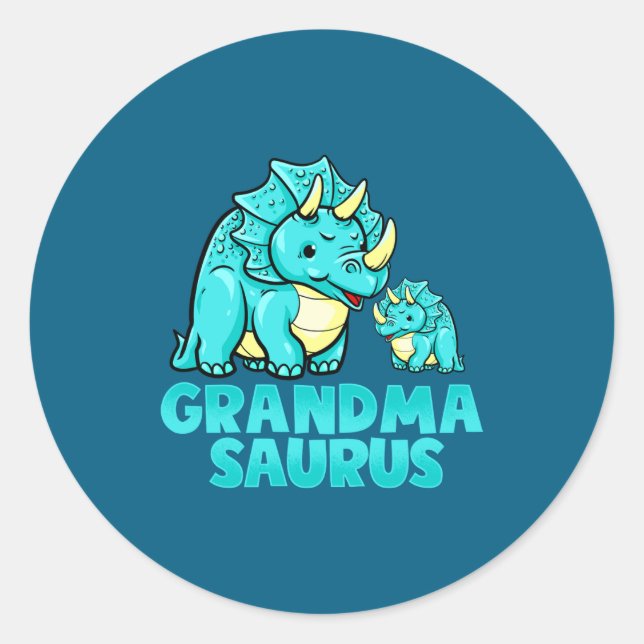 Adesivo Redondo Grandma Saurus Funny Grandmasaurus Dinosaur  (Frente)