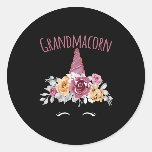 Adesivo Redondo Grandmacorn Unicorn Grandma Premium  (Frente)