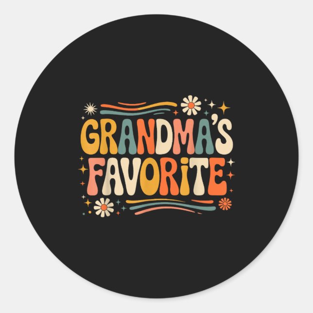 Adesivo Redondo Grandmas Favorite Funny Grandparent Granhild Vinta (Frente)