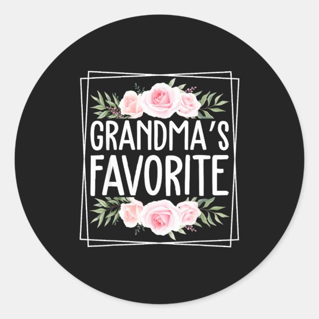 Adesivo Redondo Grandma's Favorite Grandparent Granhild Humor Flor (Frente)