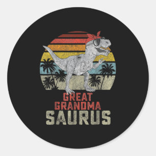 Adesivo Redondo Grandmasauro T Rex Dinossauro Excelente Avó Saurus