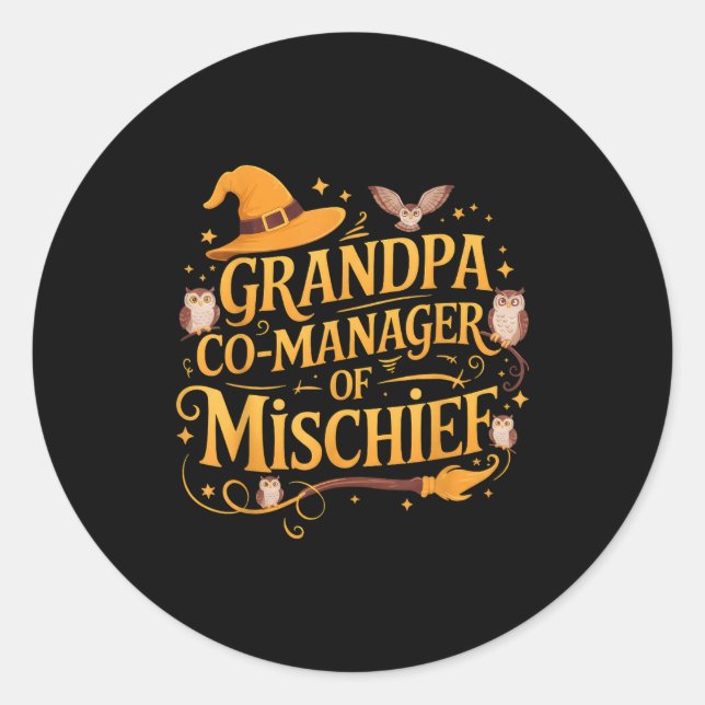 Adesivo Redondo Grandpa Co-manager Of Mischief Birthday Family Mat (Frente)