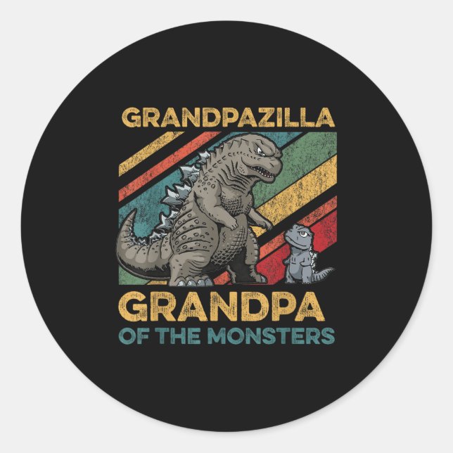 Adesivo Redondo Grandpazilla Grandpa Of Monsters Halloween Christm (Frente)