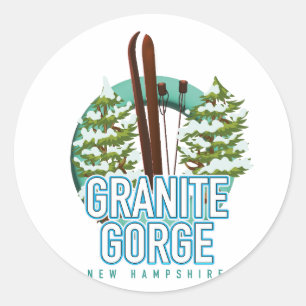 Adesivo Redondo Granite Gorge New Hampshire esqui