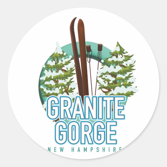Adesivo Redondo Granite Gorge new Hampshire ski (Frente)