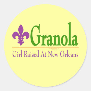 Adesivo Redondo Granola, menina aumentada em Nola