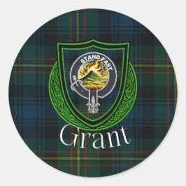 Adesivo Redondo Grant Scottish Clan Tartan & Crest