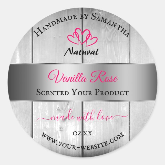 Adesivo Redondo Grãos de Mão Branca de Prata Rotulagens de Produto (Frente)