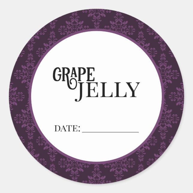 Adesivo Redondo Grape Jelly Canning Lid Labels (Frente)