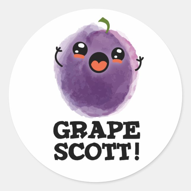 Adesivo Redondo Grape Scott Funny Fruta Grape Pun (Frente)