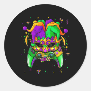 Adesivo Redondo Gras Video Game Controller Jester Hat Boy Cos