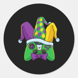 Adesivo Redondo Gras Video Game Controller Jester Hat Costume Kids