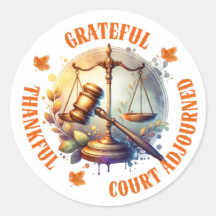 Adesivo Redondo Grateful Thankful Court adiado - Citação do Advoga
