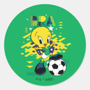 Adesivo Redondo Grático do TWEETY™ Time Brasil Futebol