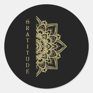 Adesivo Redondo Gratidão Dala Typografia Zen Namaste Yoga Meditat