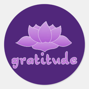 Adesivo Redondo Gratitude com Lotus violeta