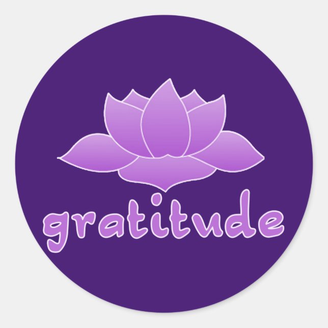 Adesivo Redondo Gratitude com Lotus violeta (Frente)