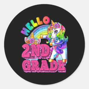 Adesivo Redondo Grau Flosing Unicorn Crianças Alô - segundo Grau Q