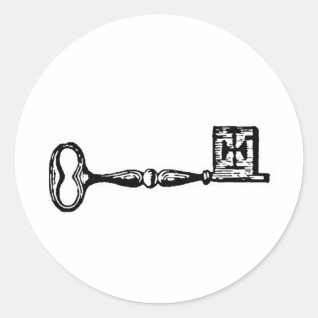 Adesivo Redondo Gravação de chave de esqueleto antiga (Frente)