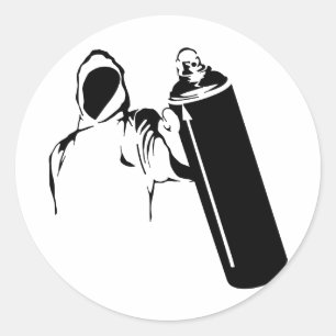 Adesivo Redondo gravador de grafite com estêncil de spray