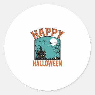 Adesivo Redondo Grave Engravura Feliz Halloween Casa Assombrada De
