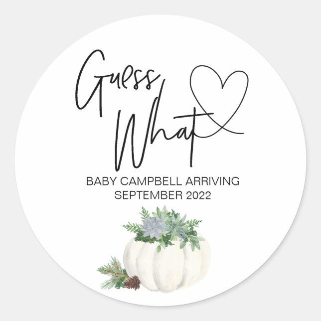 Adesivo Redondo Gravidez Revela Adivinhação Que Ação De Graças Beb (Frente)