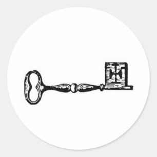 Adesivo Redondo Gravura antiga da chave de esqueleto