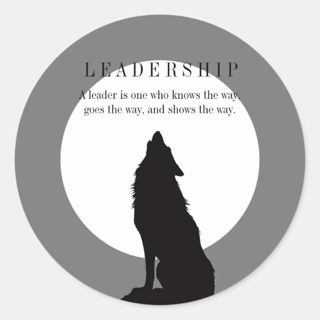 Adesivo Redondo Gray Black Pop Art Leadership Wolf Howling (Frente)