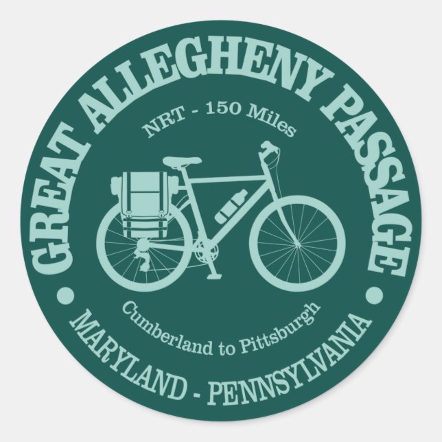 Adesivo Redondo Great Allegheny Passage (cycling) (Frente)
