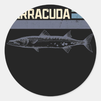 Adesivo Redondo Great Barracuda Cuda Fishing Wildlife Saltwater