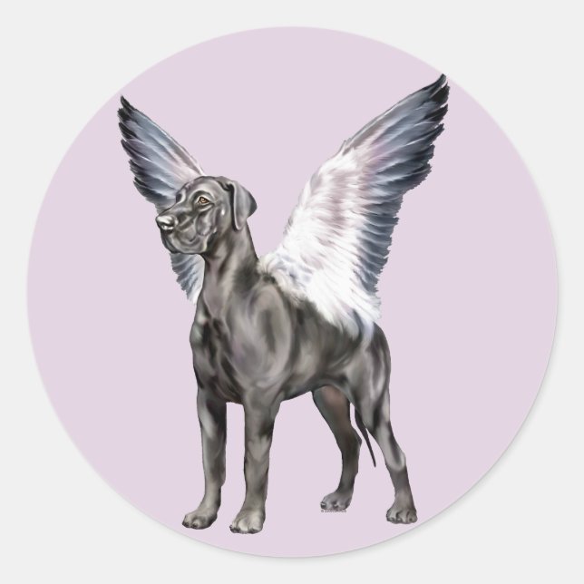 Adesivo Redondo Great Dane Angel Black (Frente)
