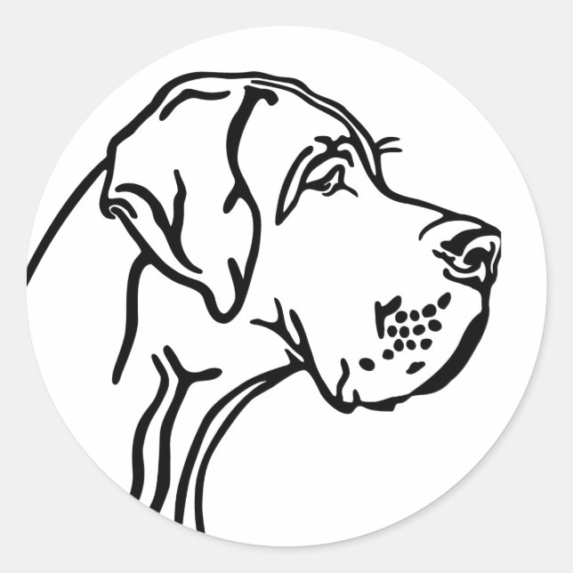 Adesivo Redondo Great Dane drawing (Frente)