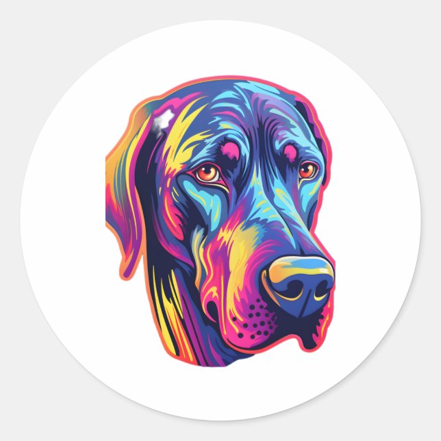 Adesivo Redondo Great Dane Neon Design (Frente)