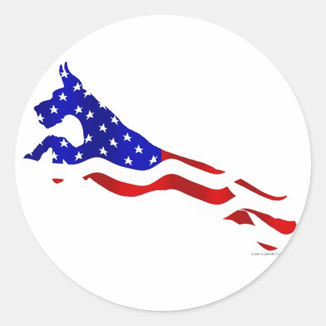 Adesivo Redondo Great Dane USA Flag Jumper (Frente)