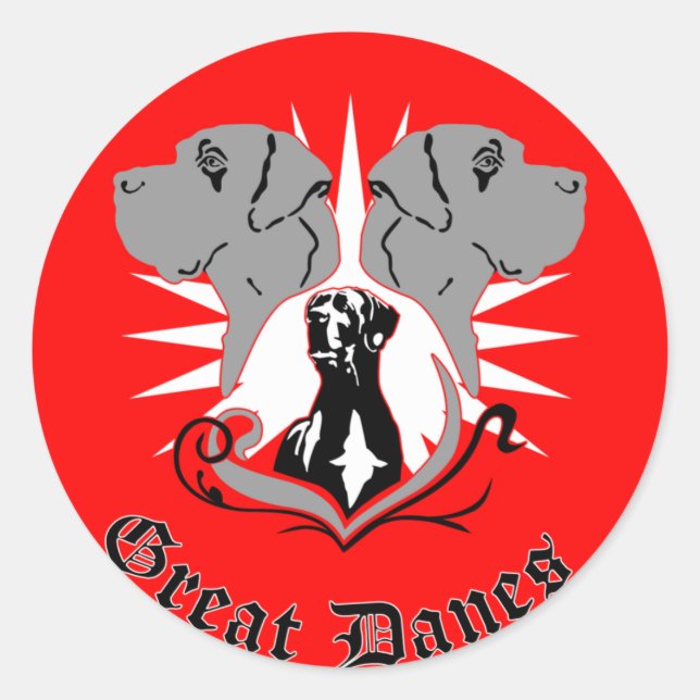Adesivo Redondo Great Danes Sticker (Frente)