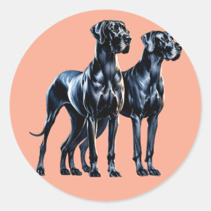 Adesivo Redondo Great Danes Watercolor