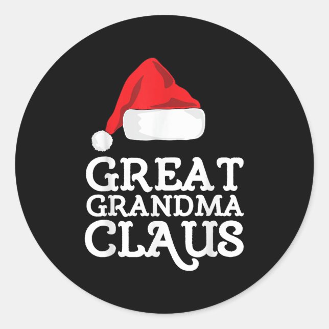 Adesivo Redondo Great Grandma Claus Christmas Santa's Hat Pajama F (Frente)