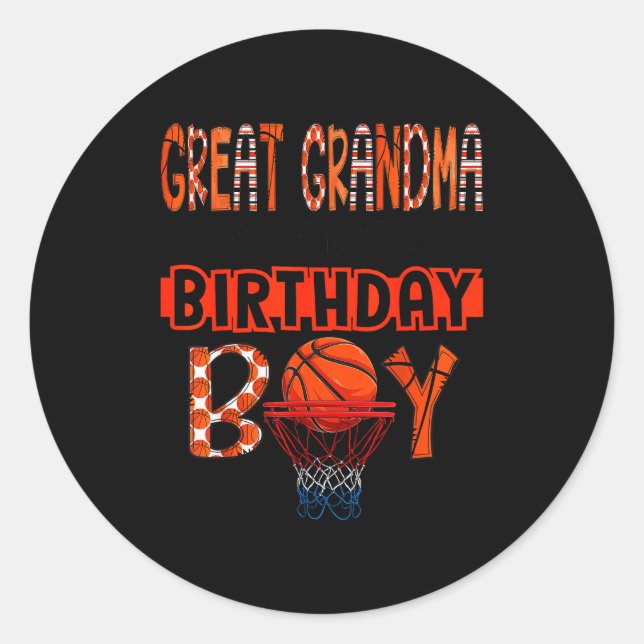 Adesivo Redondo Great Grandma Of The Birthday Boy Basketball Party (Frente)