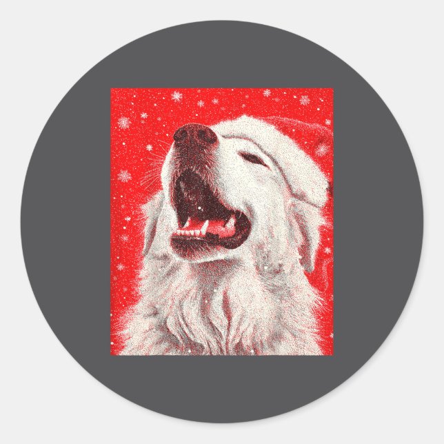 Adesivo Redondo Great Pyrenees Christmas  (Frente)