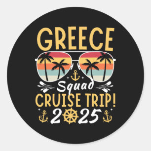 Adesivo Redondo Grécia Cruise Family 2025 Selo de Férias