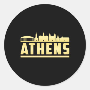 Adesivo Redondo Grécia de Atenas Skyline Cityscape Engraçado Pre