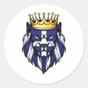 Adesivo Redondo Grécia Lion King Flag