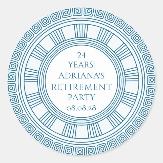 Adesivo Redondo Greek Retirement party (Frente)