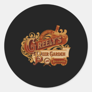 Adesivo Redondo Greely'S Beer Garden Billiards Western Movie