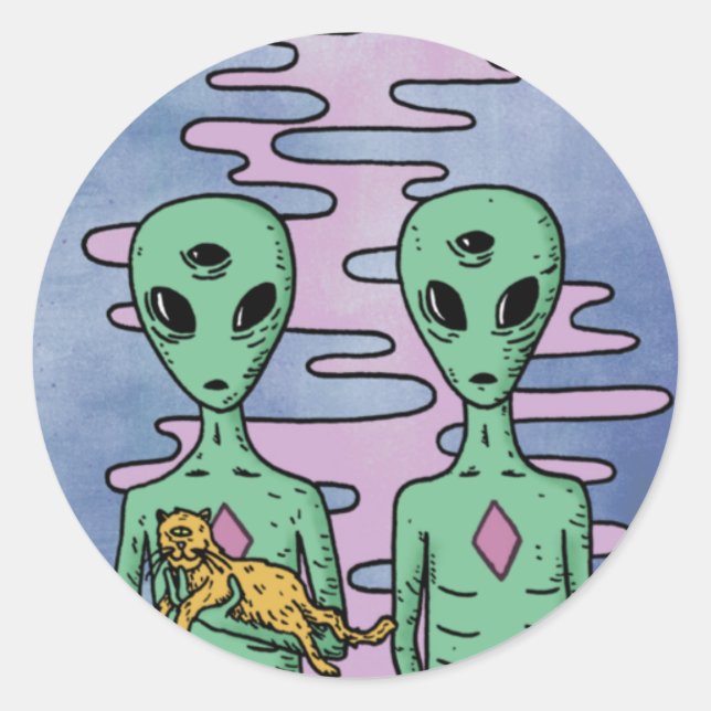 Adesivo Redondo Green Alien  (Frente)