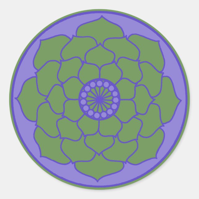 Adesivo Redondo Green Blue Lotus Mandala (Frente)