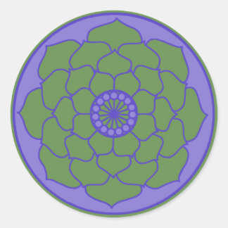 Adesivo Redondo Green Blue Lotus Mandala